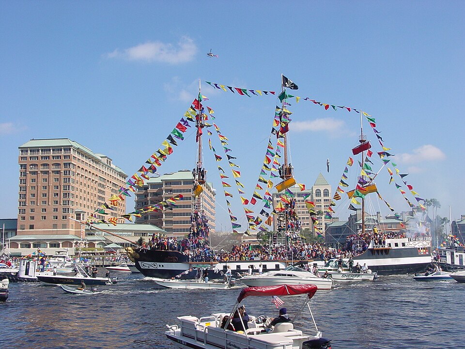 José Gasparilla II invading Tampa, 2003 Gasparilla Pirate Festival